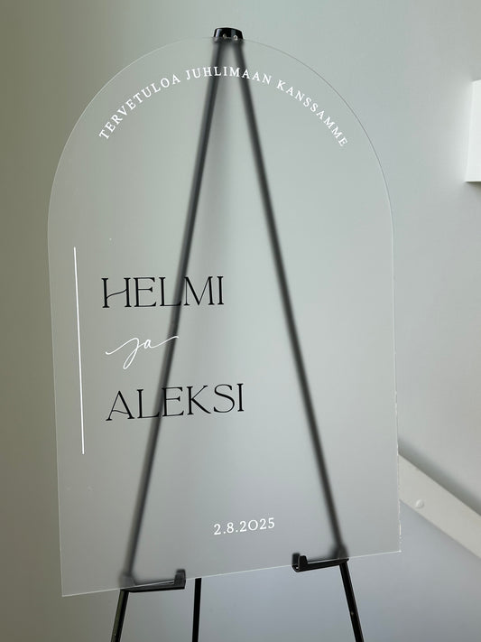 Tervetuloa-kyltti huurrettu