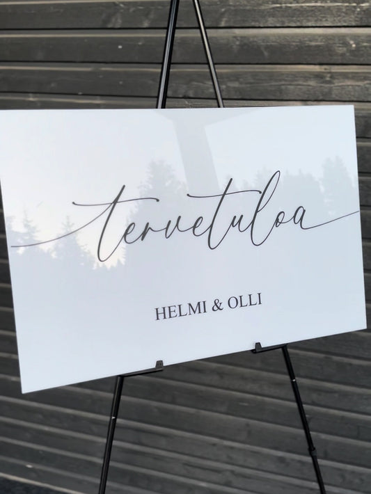 Tervetuloa-kyltti nimillä