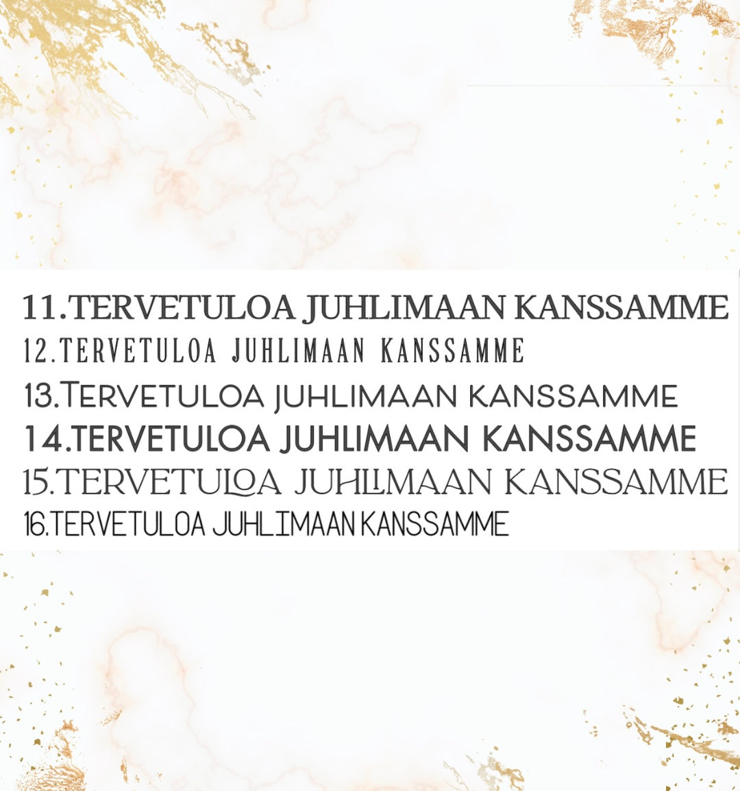 Pöytänumero kaari, maalattu
