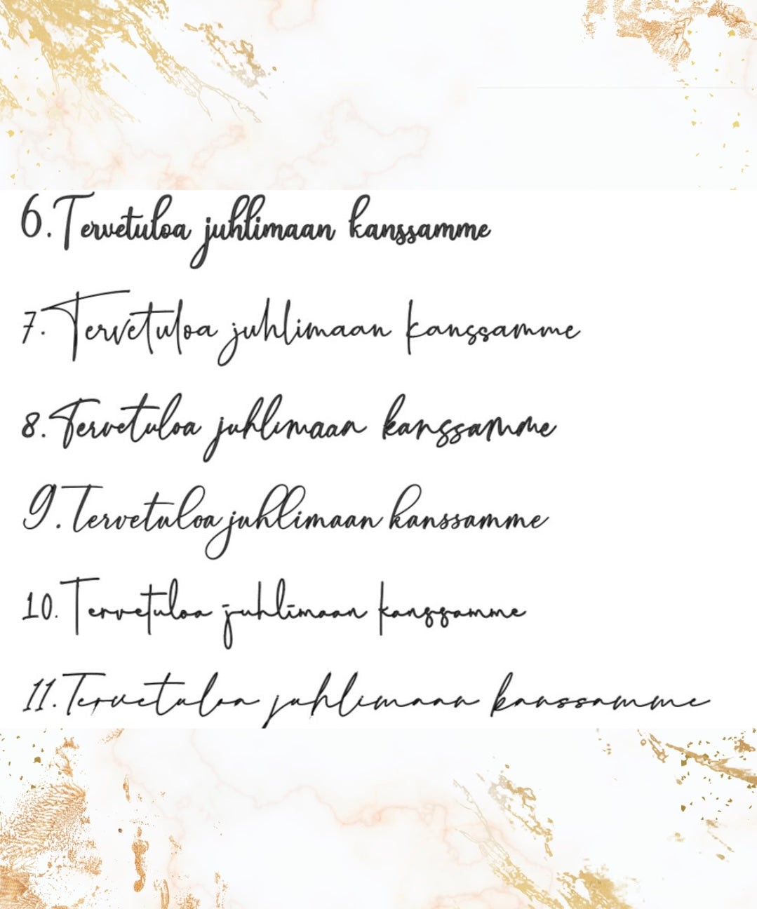 Pöytänumero kaari, maalattu