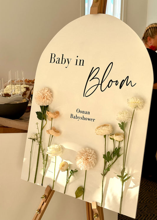 Baby in bloom-tervetuloakyltti